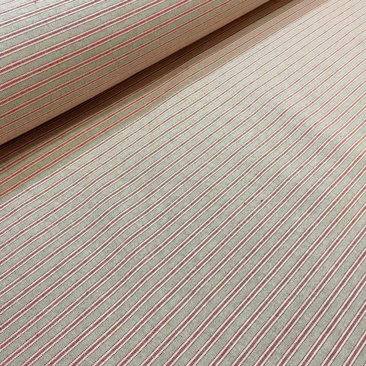 Yale Ticking Stripe Red Double Width Fabric