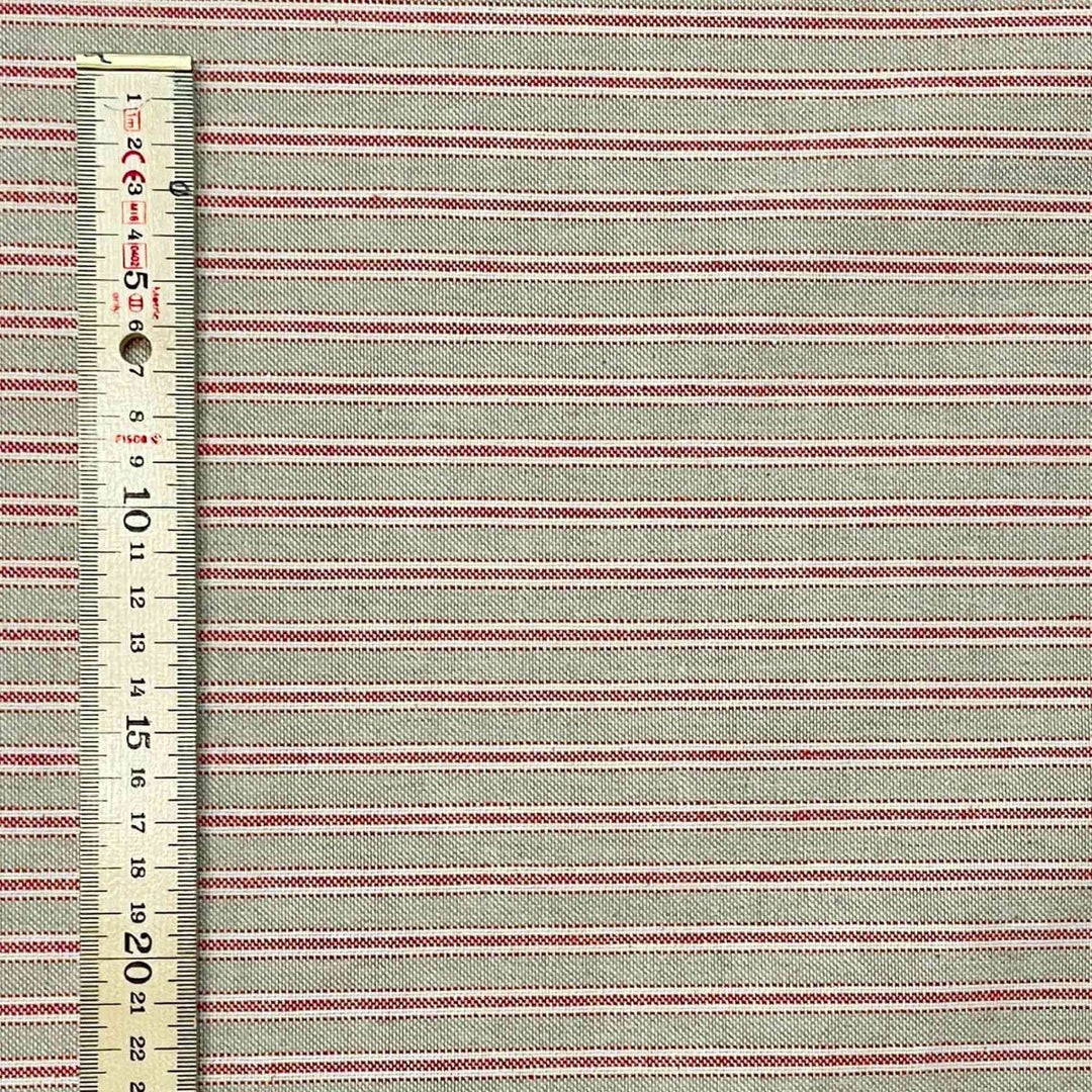 Yale Ticking Stripe Red Double Width Fabric