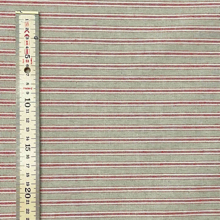 Yale Ticking Stripe Red Double Width Fabric