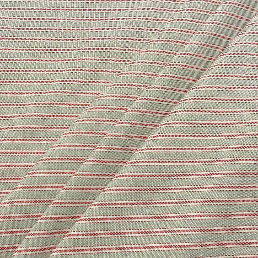 Yale Ticking Stripe Red Double Width Fabric