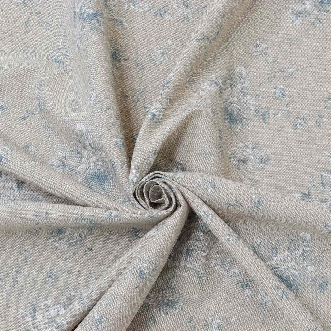 Zen Rose Kingfisher Blue Fabric