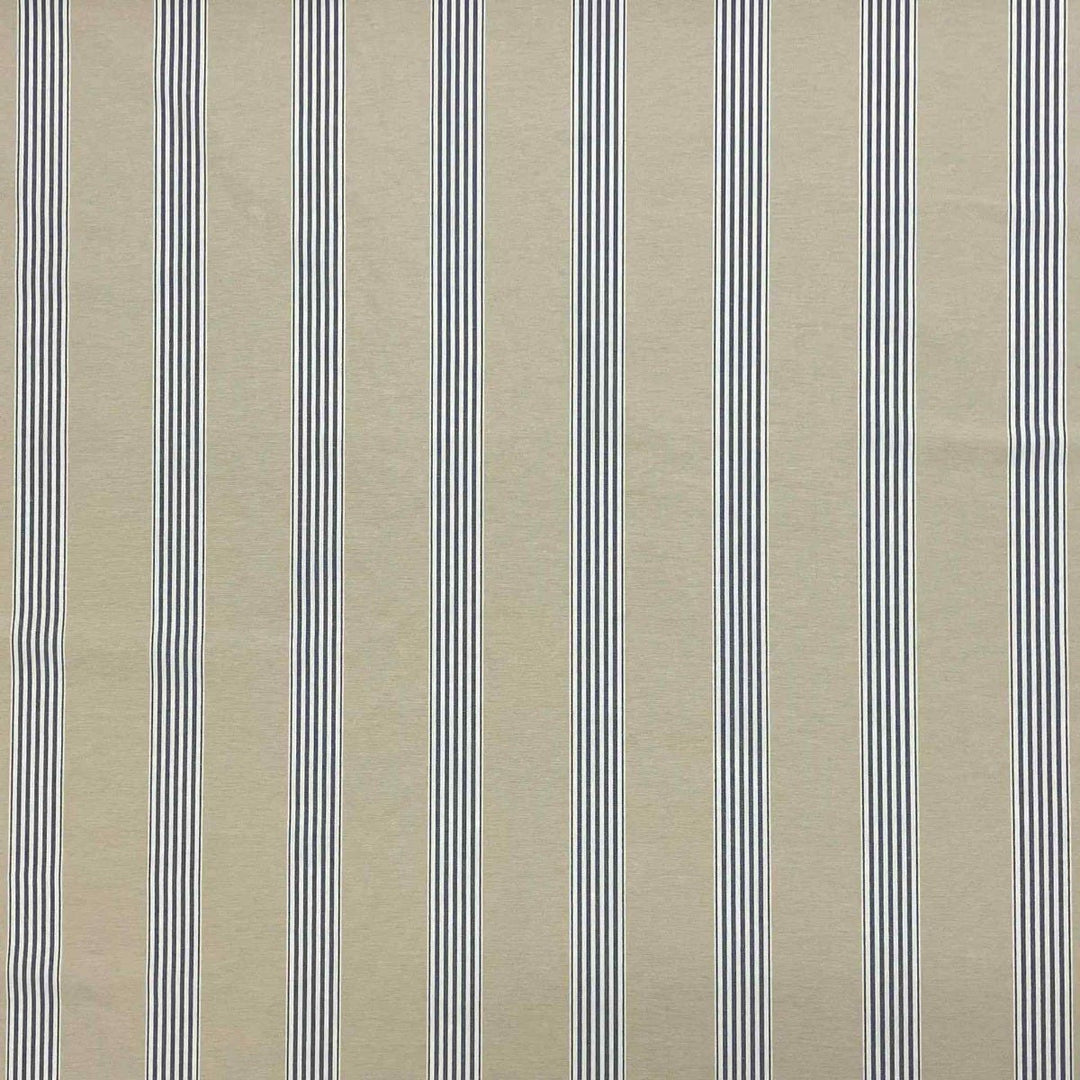 March Stripe Blue on Tan Fabric