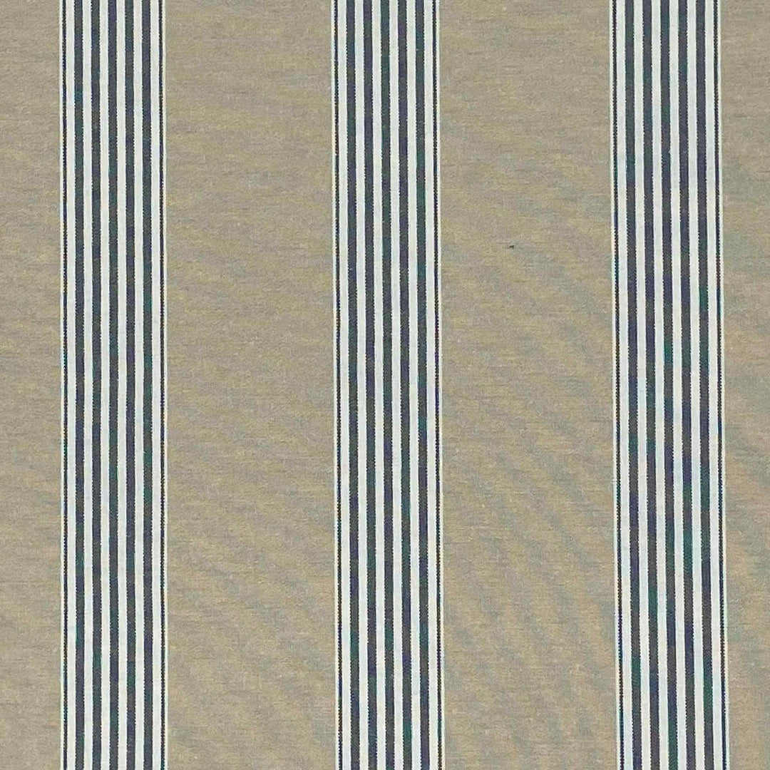 March Stripe Blue on Tan Fabric