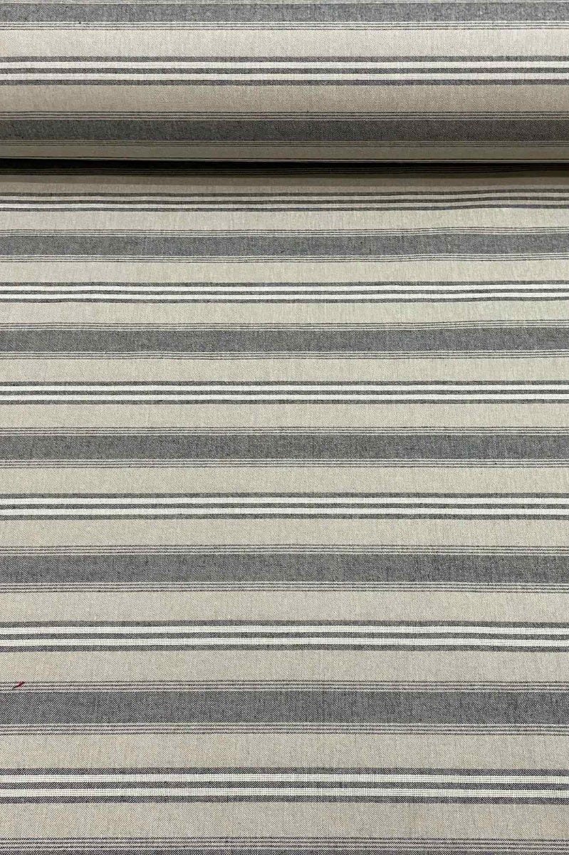 Harvard Stripe Charcoal Double Width Fabric