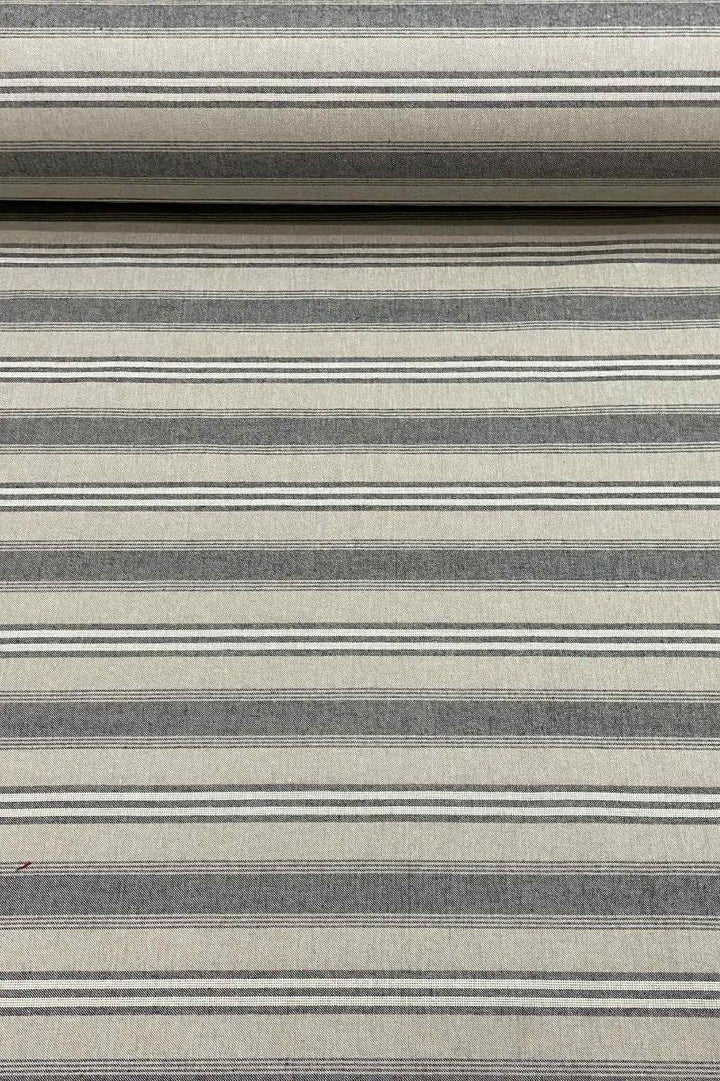 Harvard Stripe Charcoal Double Width Fabric