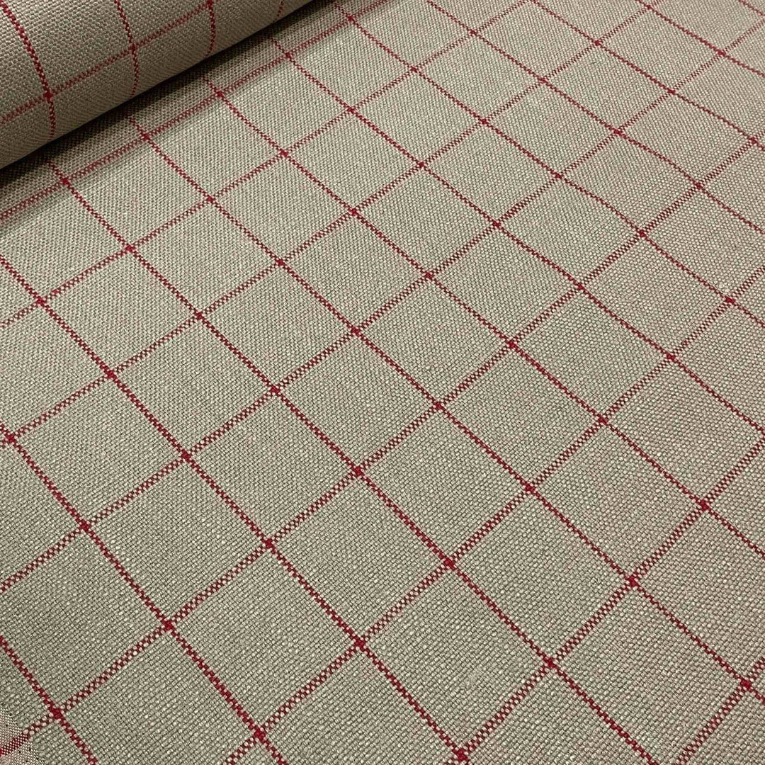 Clearance Chalk Check Red Fabric