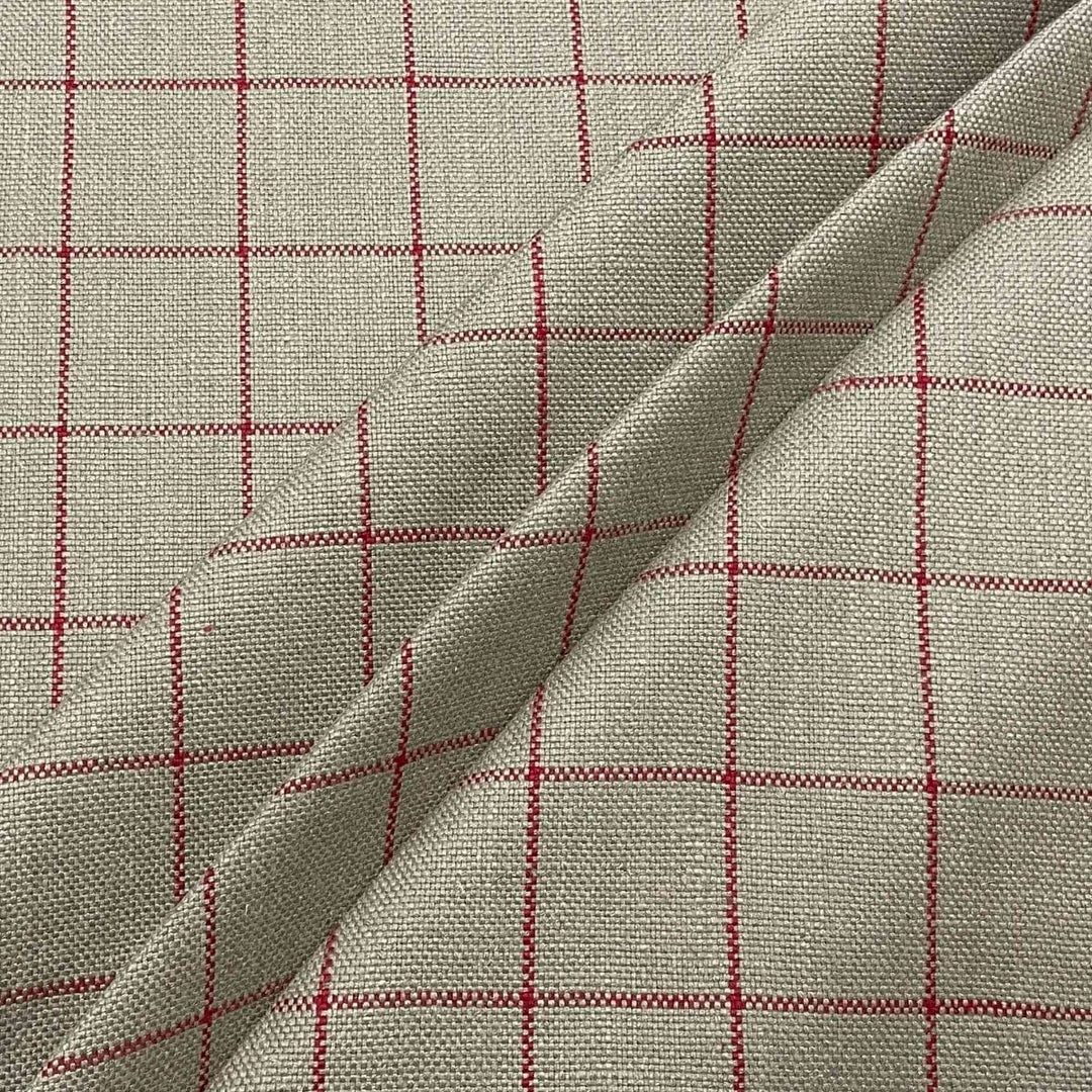 Clearance Chalk Check Red Fabric