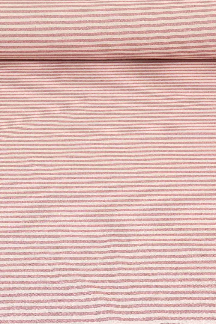 Cambridge Stripe Red Double Width Fabric