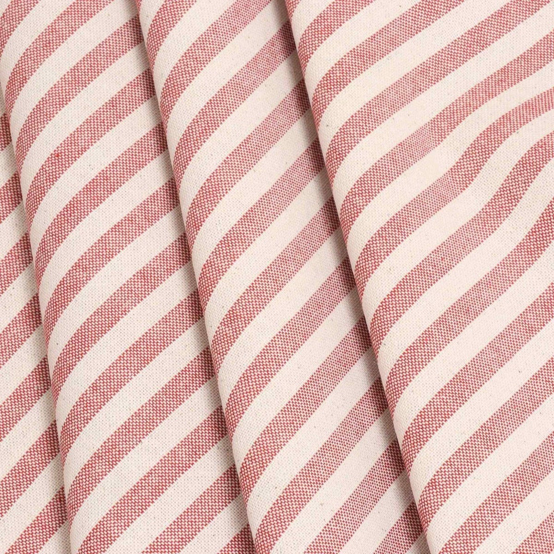 Cambridge Stripe Red Double Width Fabric