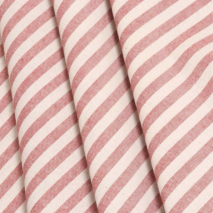 Cambridge Stripe Red Double Width Fabric