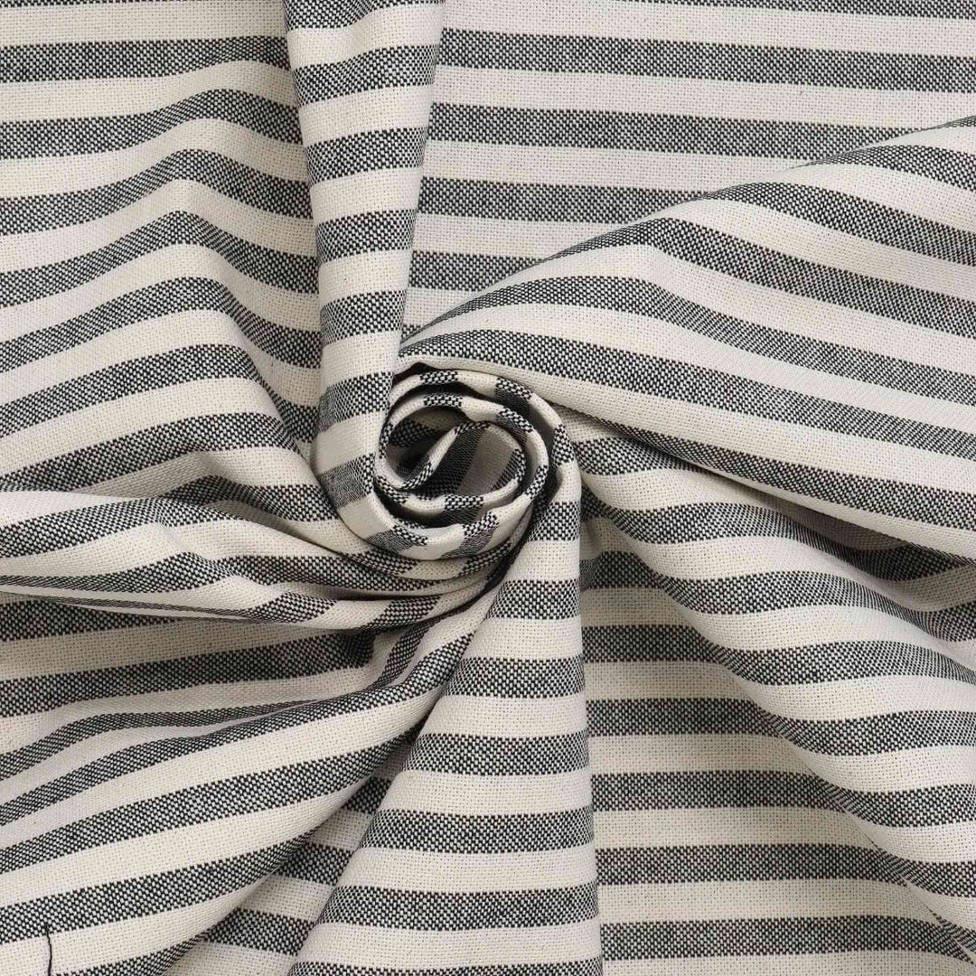 Cambridge Stripe Charcoal Double Width Fabric