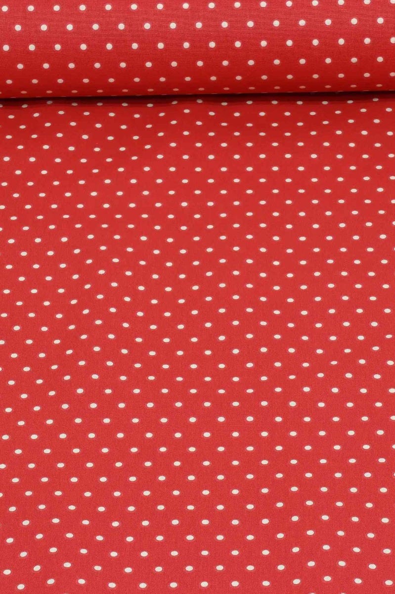 Raindrops Cream on Red Fabric