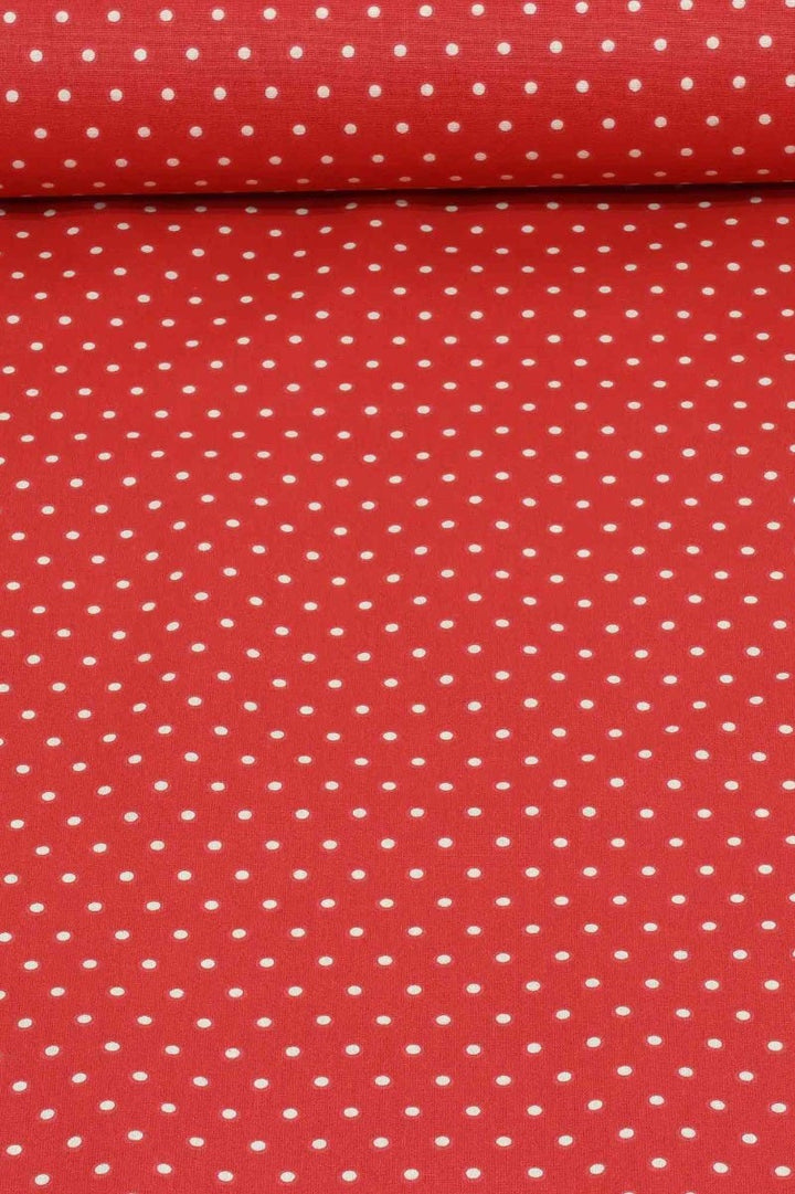 Raindrops Cream on Red Fabric