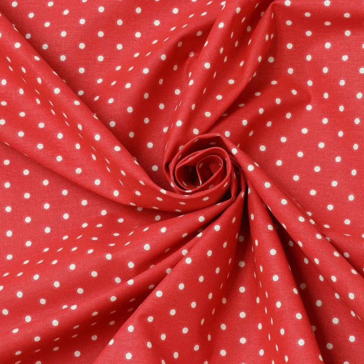 Raindrops Cream on Red Fabric