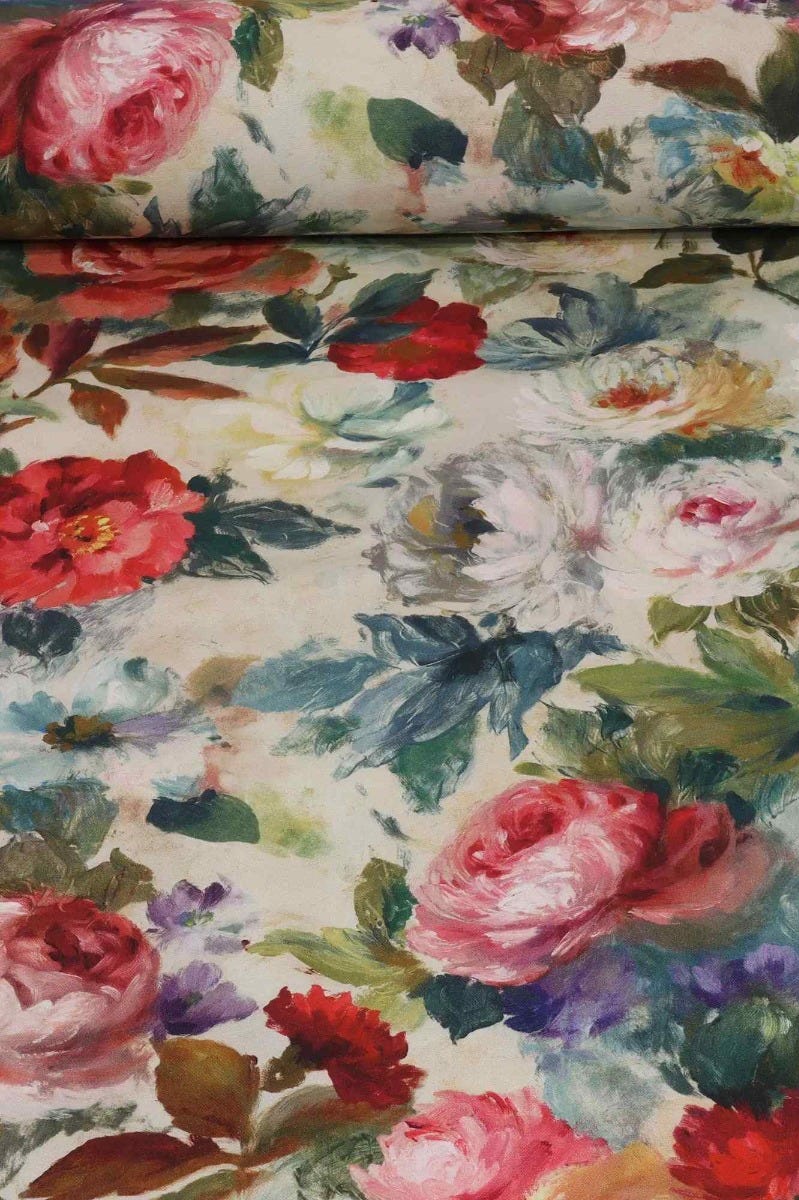 Rose Meadow Floral Double Width Fabric
