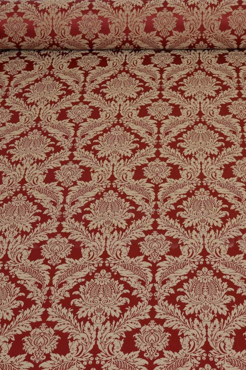 Alderton Luxury Damask Gold on Red Fabric