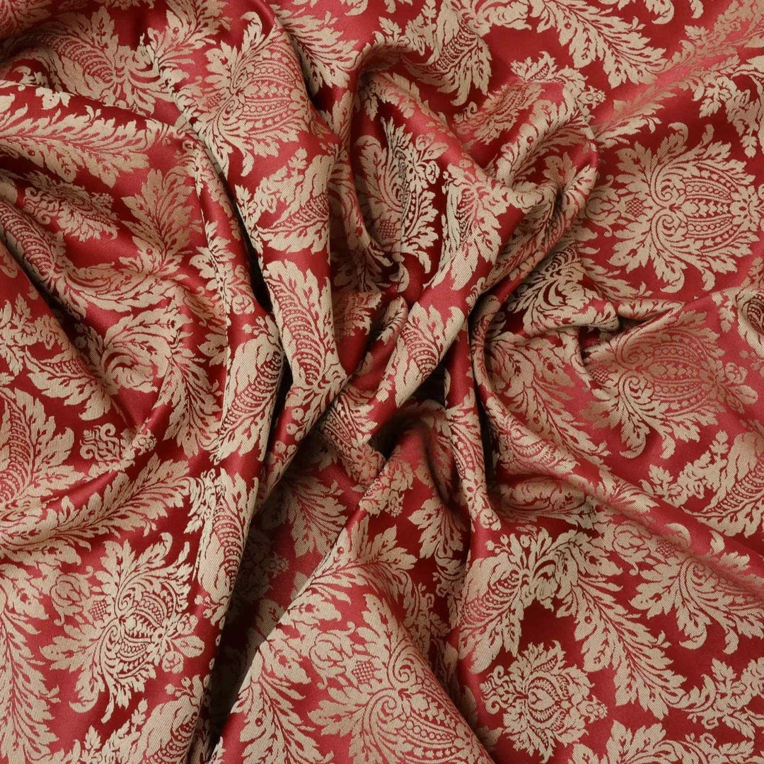 Alderton Luxury Damask Gold on Red Fabric