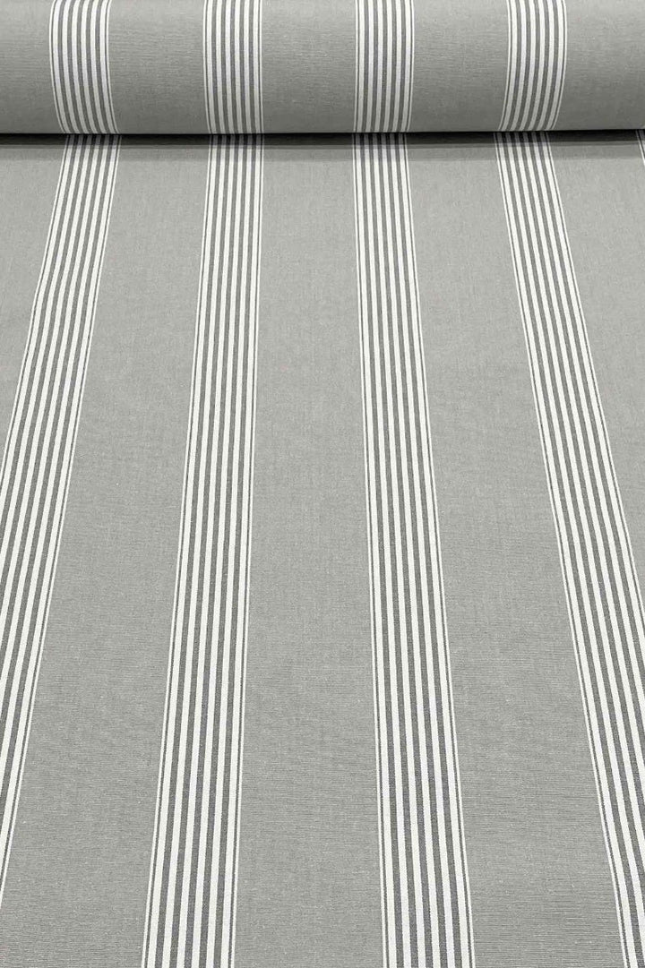 March Stripe Grey Fabric