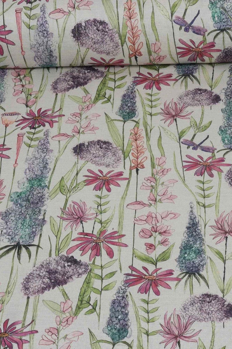 Voyage Maison Florabunda Purple Linen Fabric