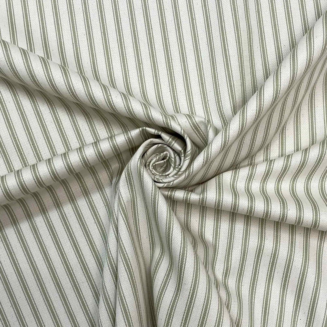 Kent Ticking Stripe Sage Fabric