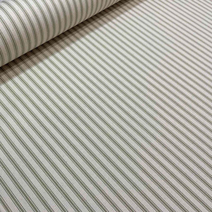 Kent Ticking Stripe Sage Fabric