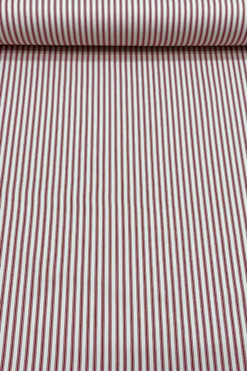 Kent Ticking Stripe Red Fabric