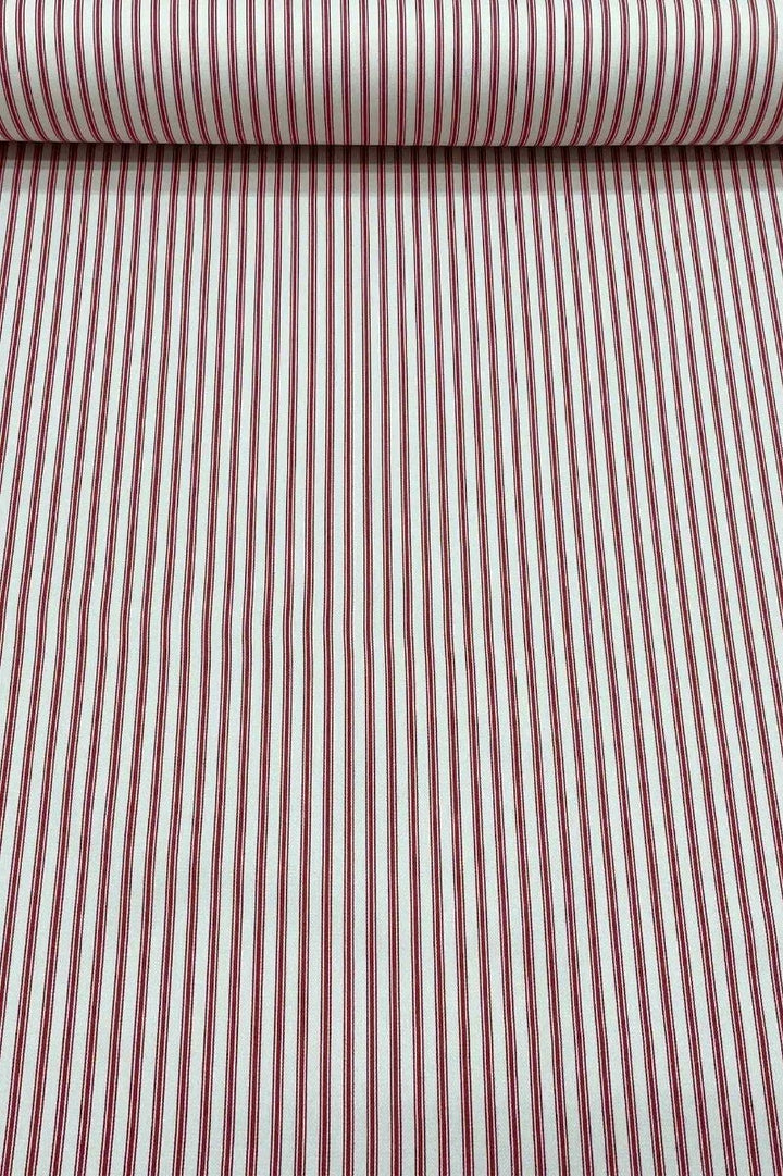 Kent Ticking Stripe Red Fabric