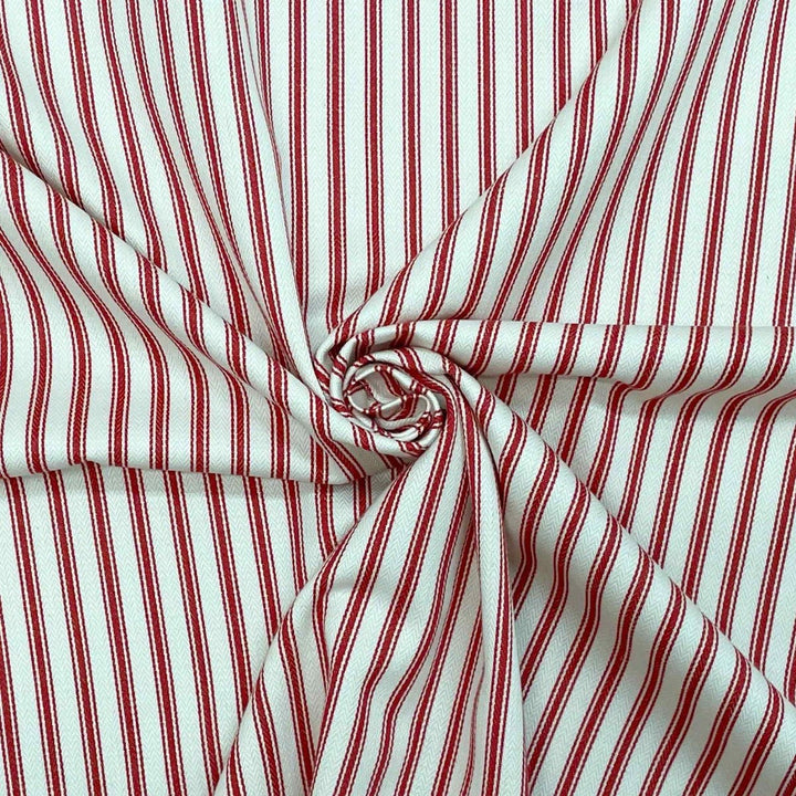 Kent Ticking Stripe Red Fabric