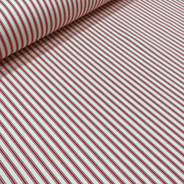 Kent Ticking Stripe Red Fabric