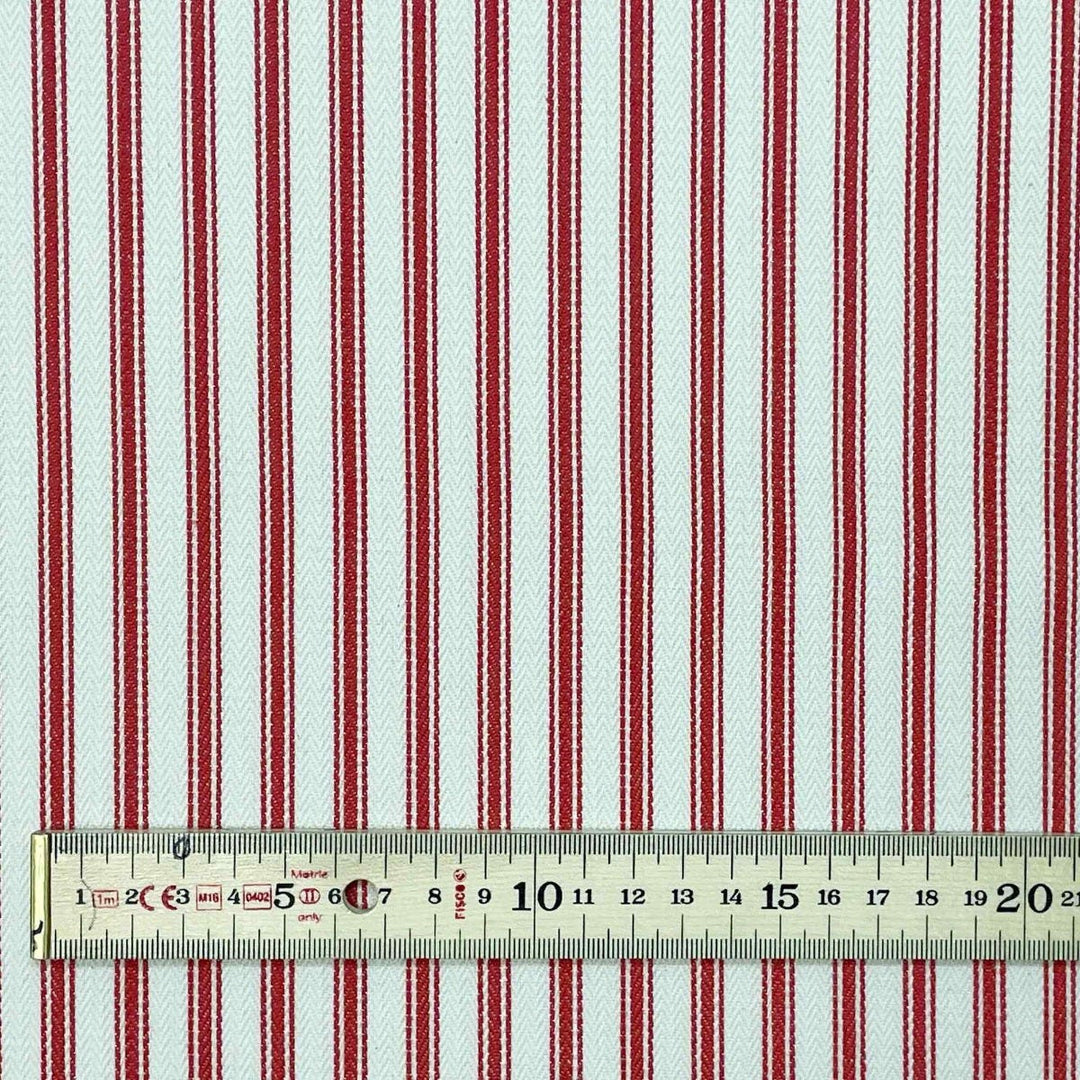 Kent Ticking Stripe Red Fabric