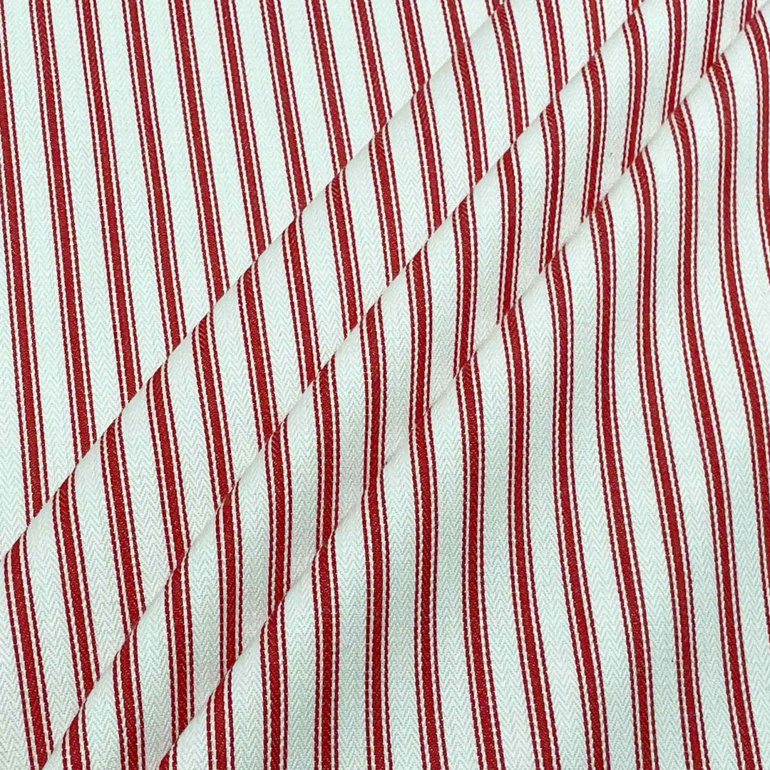 Kent Ticking Stripe Red Fabric