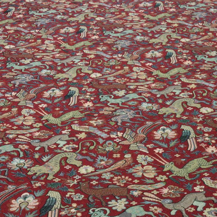 Tudor Forest Tapestry Red Fabric