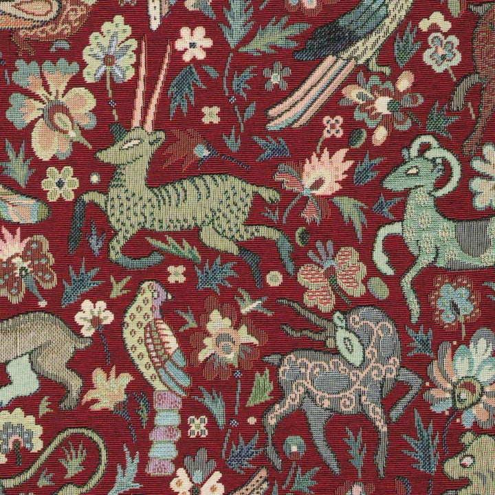 Tudor Forest Tapestry Red Fabric