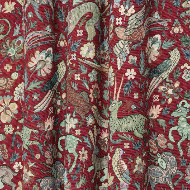 Tudor Forest Tapestry Red Fabric