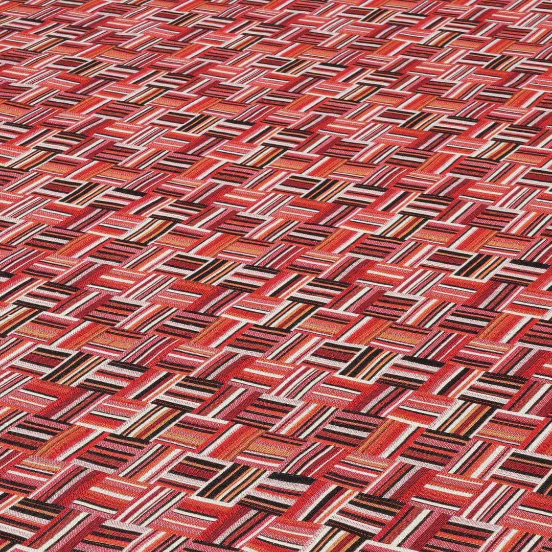 Basket Weave Jacquard Red Fabric