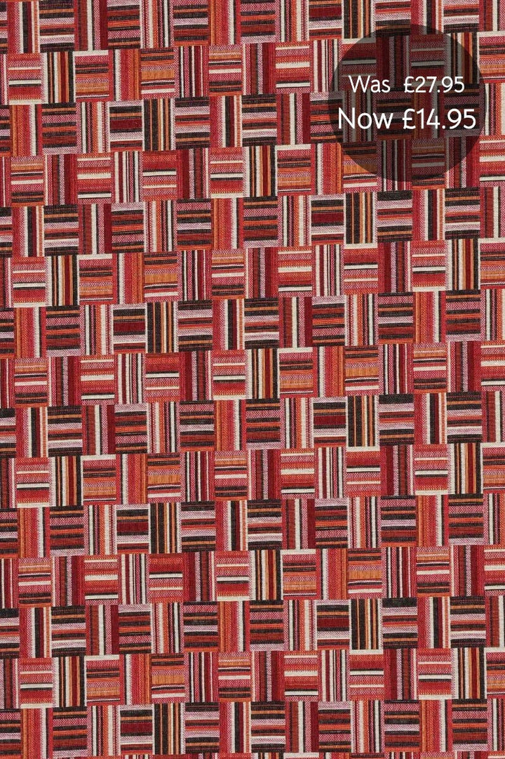 Basket Weave Jacquard Red Fabric