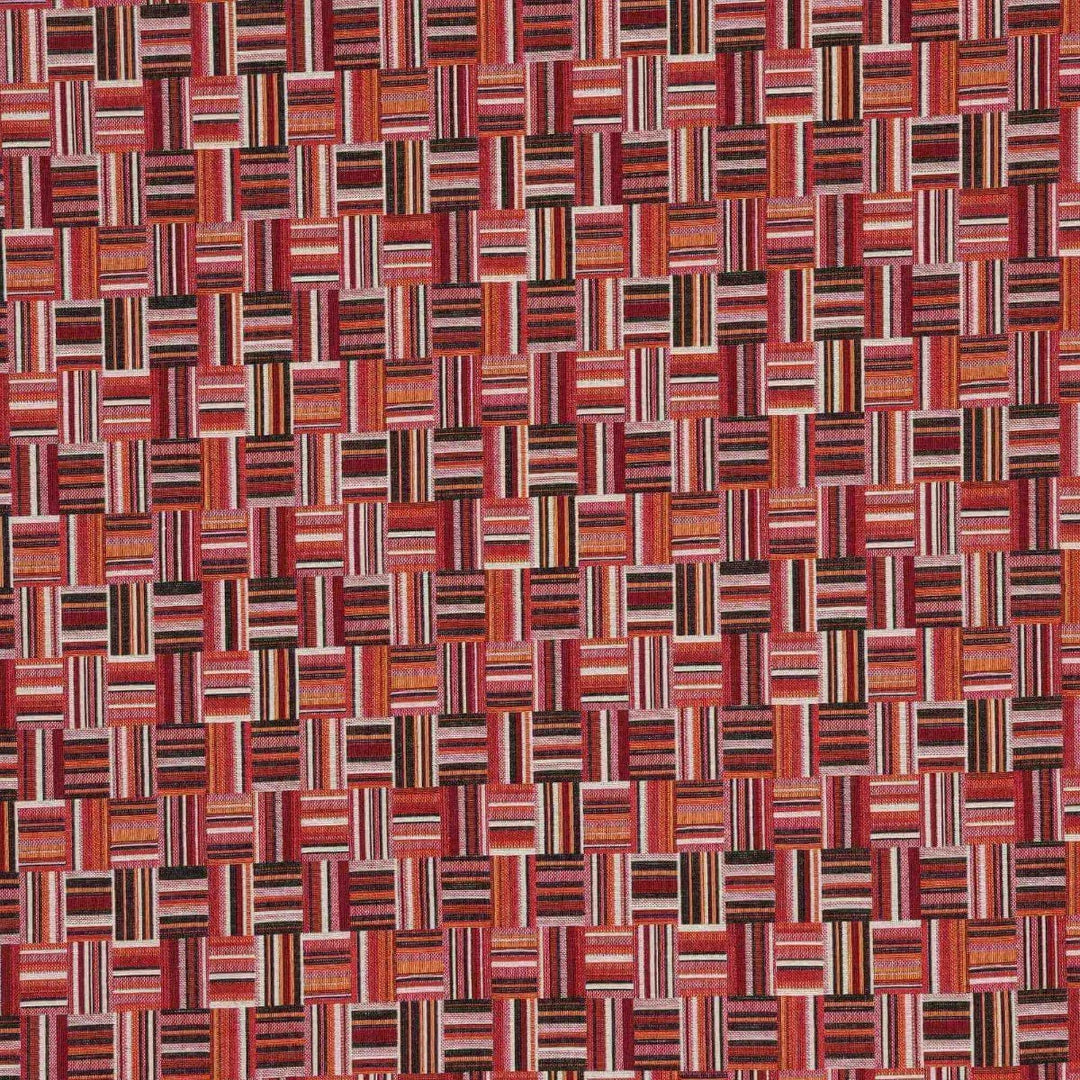 Basket Weave Jacquard Red Fabric