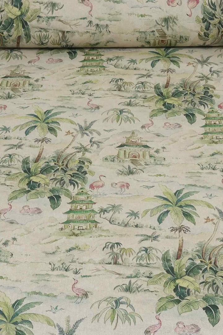 Flamingo & Palms Double Width Fabric