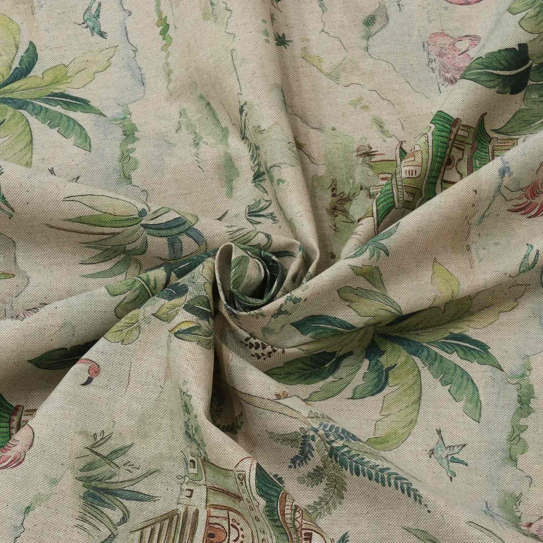 Flamingo & Palms Double Width Fabric