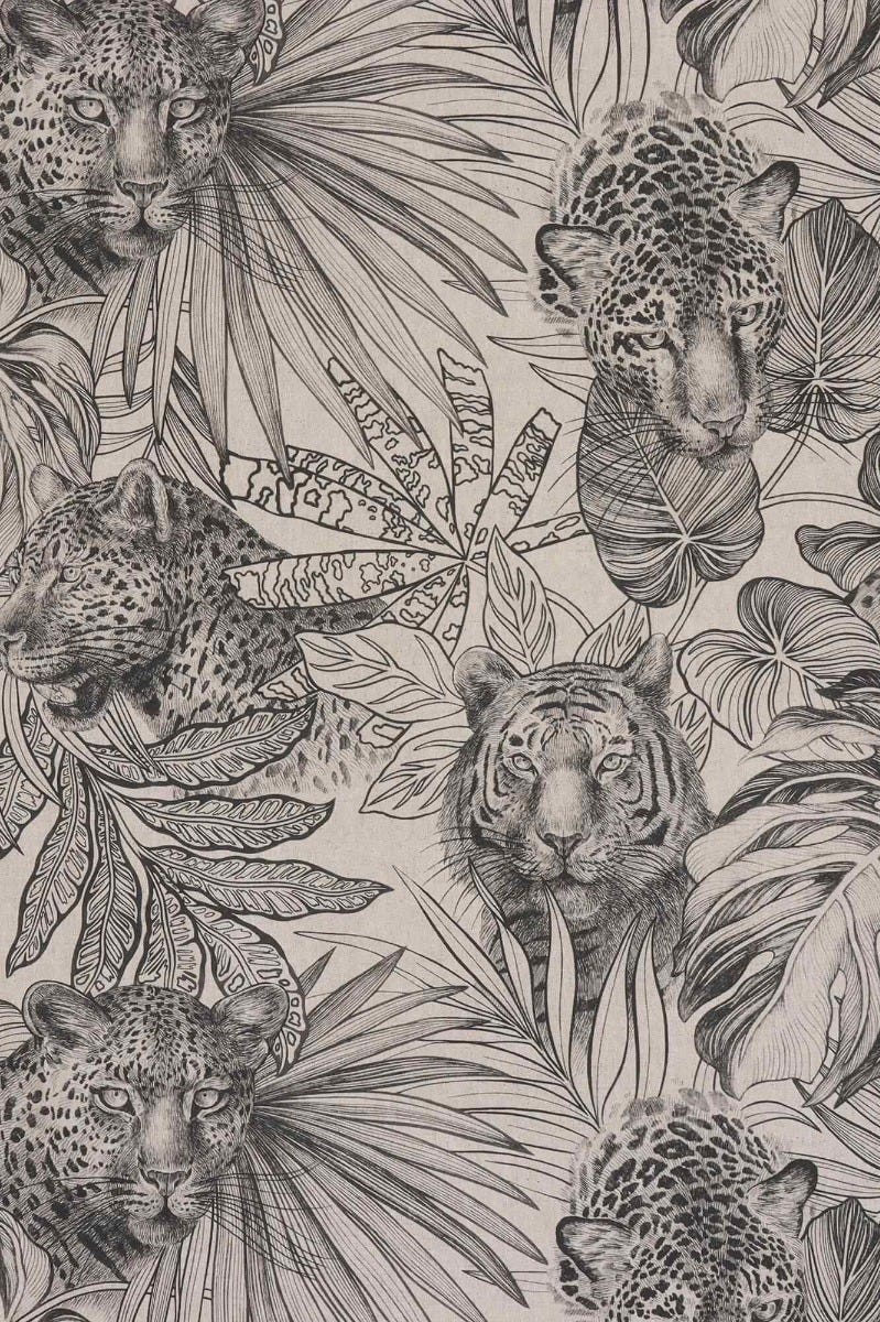 Jungle Cat Linen Double Width Fabric