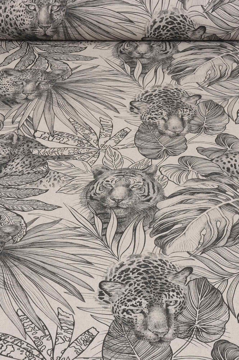 Jungle Cat Linen Double Width Fabric