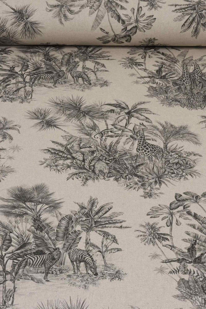 African Jungle Linen Double Width Fabric