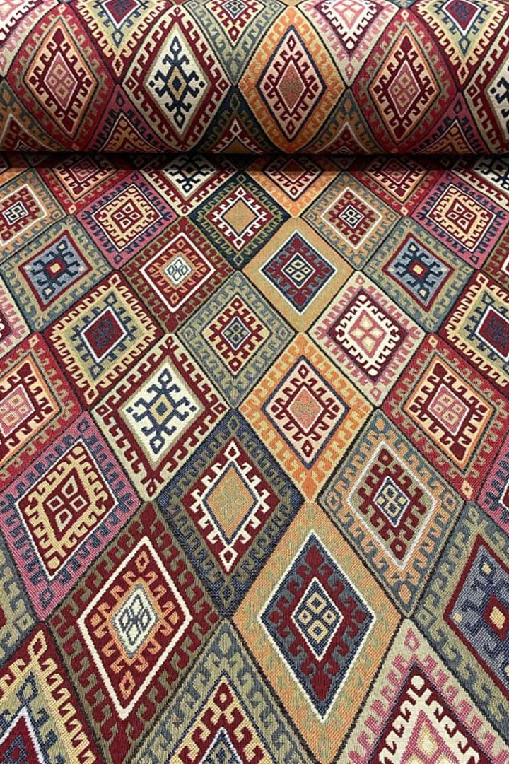 Persian Empire Red Kilim Tapestry Fabric