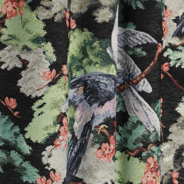 Exotic Aviary Tapestry Black Fabric