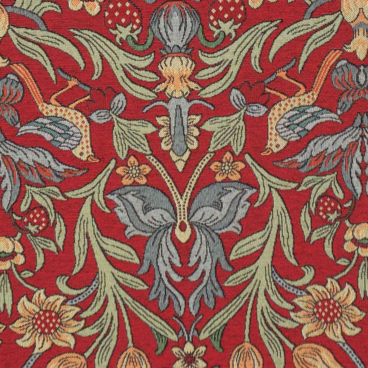 Strawberry Bird Tapestry Red Fabric