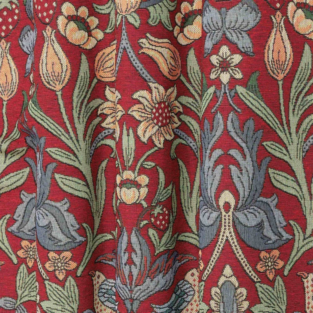 Strawberry Bird Tapestry Red Fabric