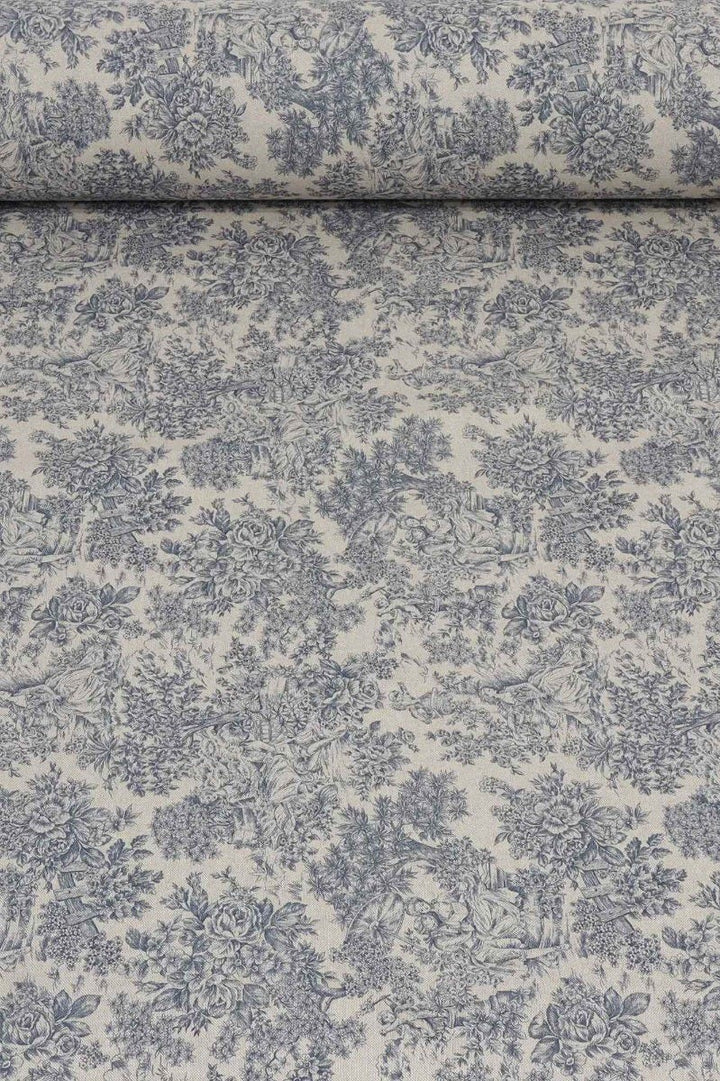 Vintage Toile Blue Double Width Fabric