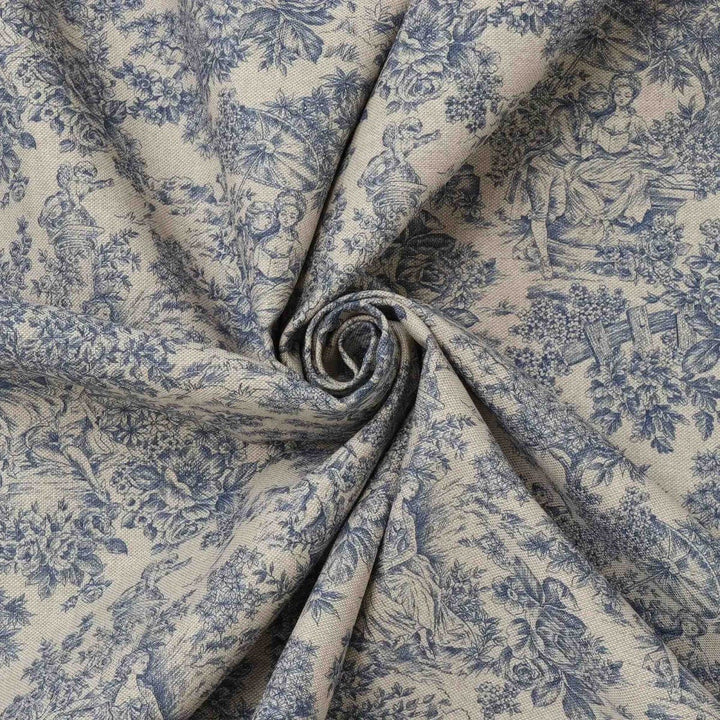 Vintage Toile Blue Double Width Fabric