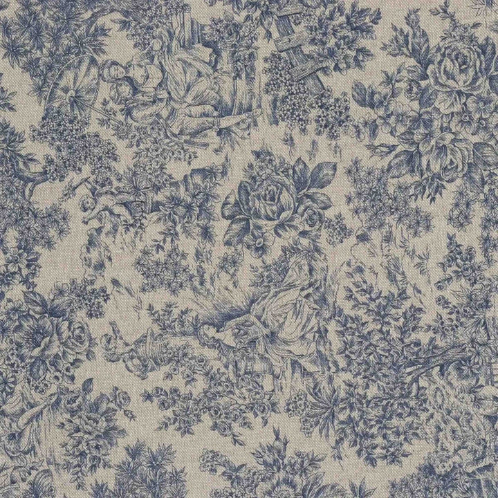 Vintage Toile Blue Double Width Fabric