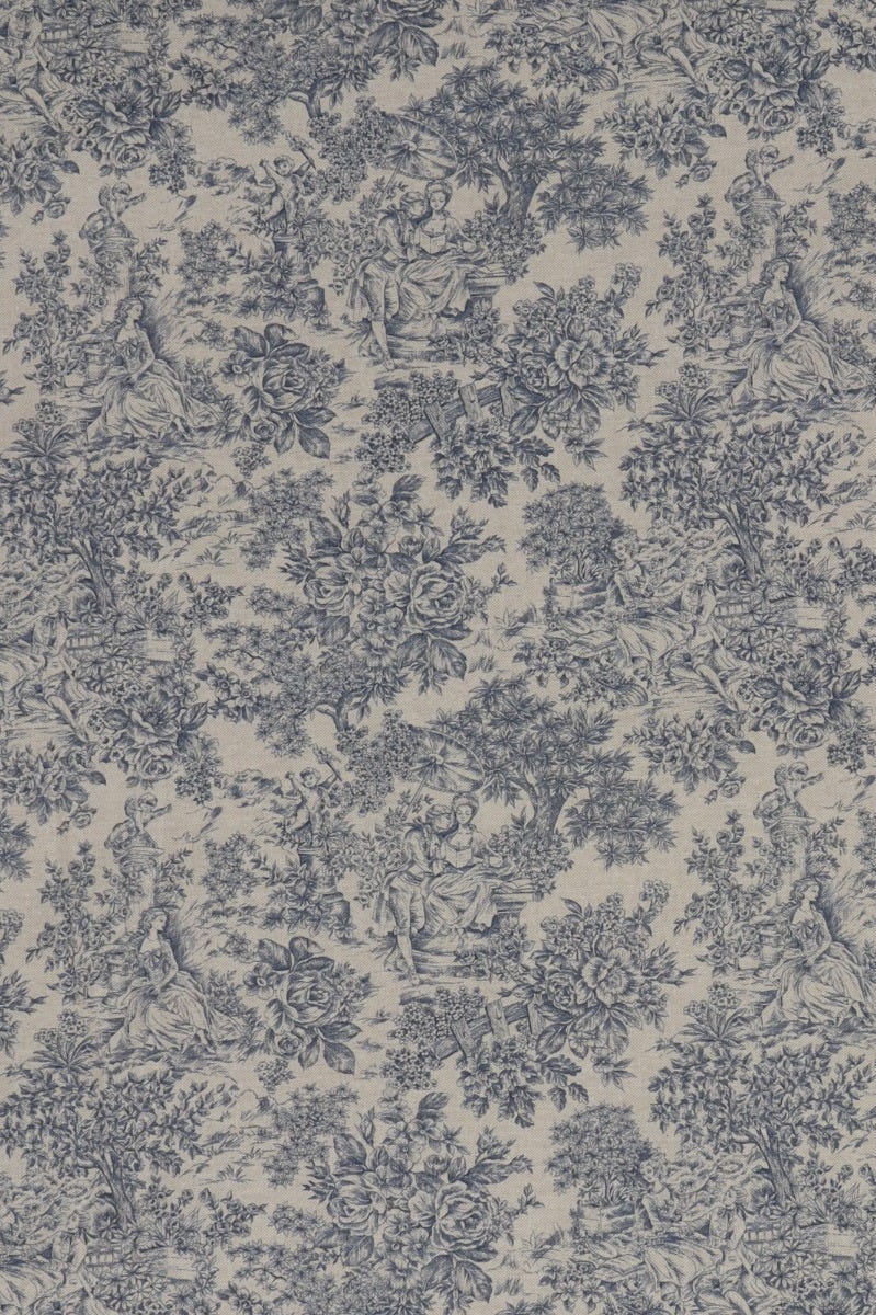 Vintage Toile Blue Double Width Fabric